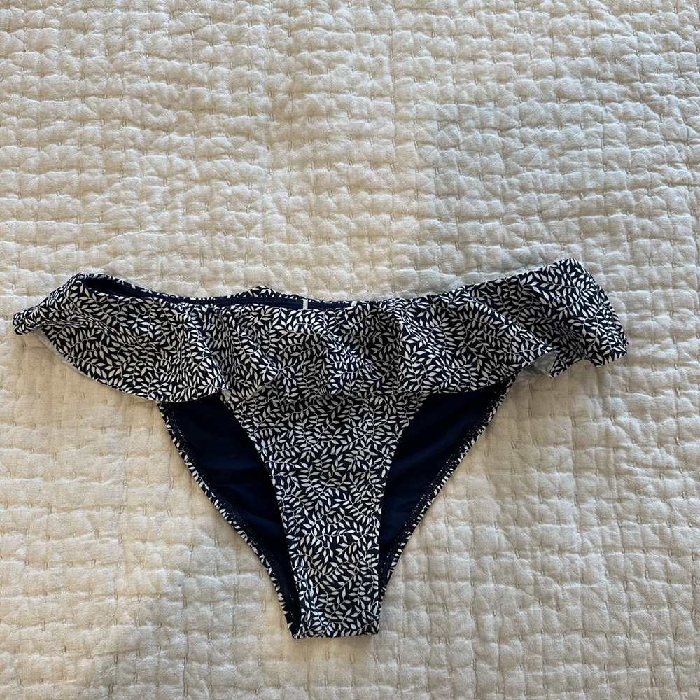 Tory Burch Blue and White Ruffle Bikini Bottoms